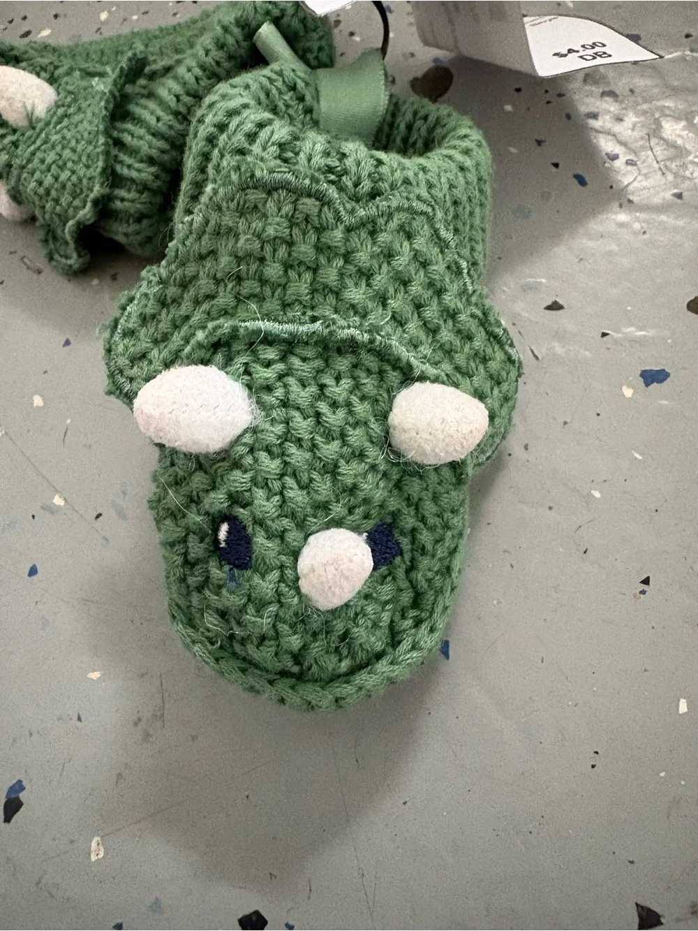 Infant Green Crochet Dino Baby Booties
